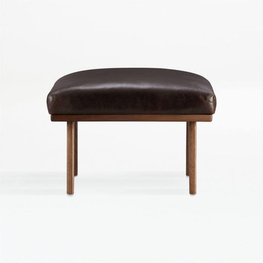 Cavett Leather Wood Frame Ottoman - Crate and Barrel Philippines