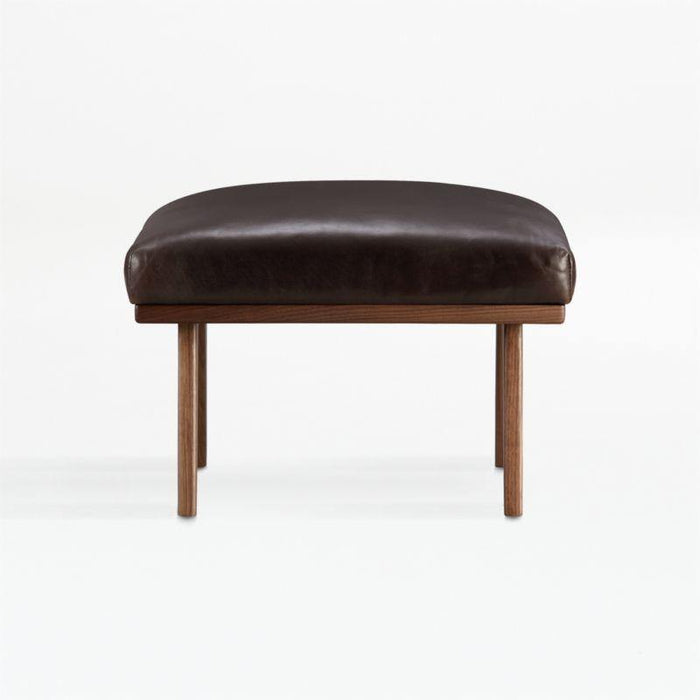 Cavett Leather Wood Frame Ottoman - Crate and Barrel Philippines