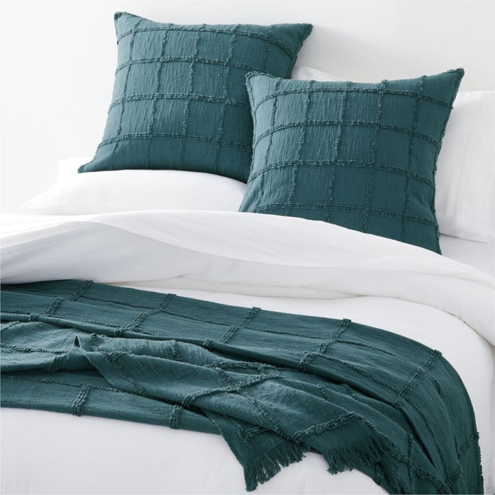 Chalet Textured Teal Cotton King Coverlet