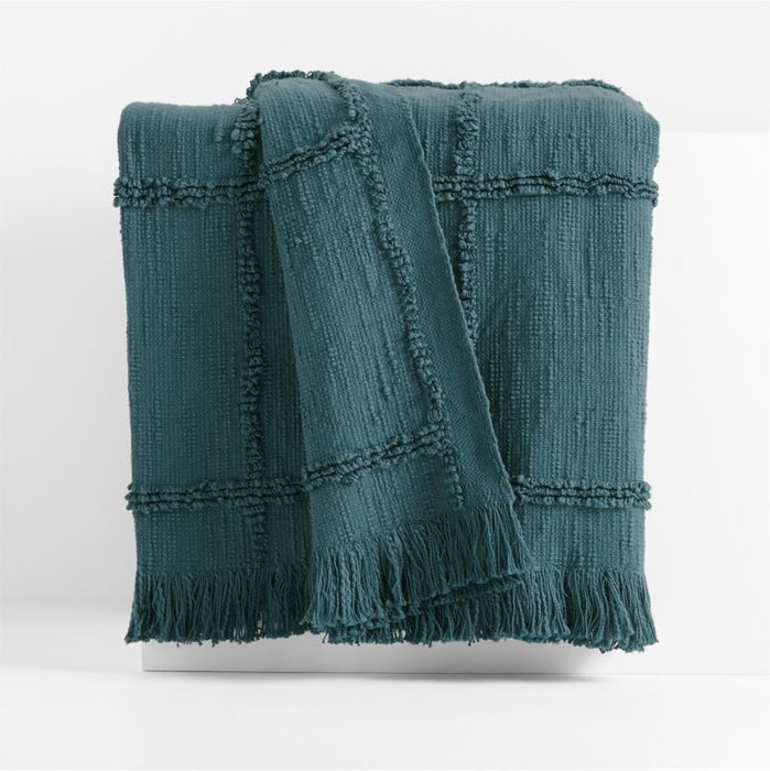 Chalet Textured Teal Cotton King Coverlet