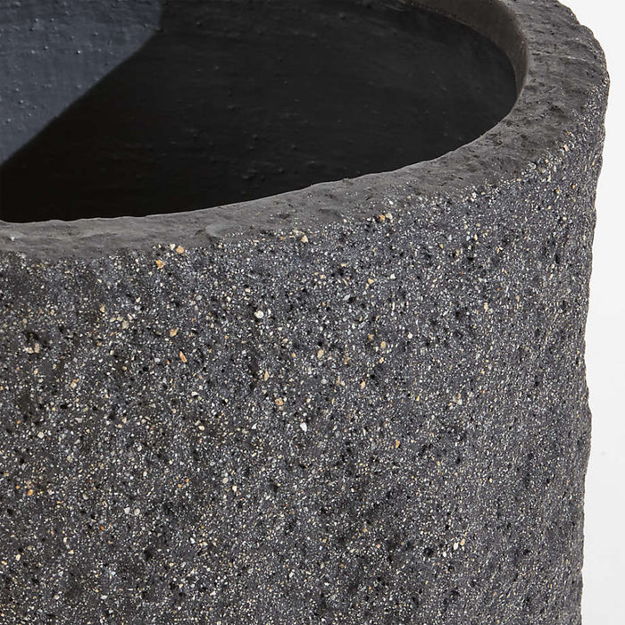 Chesil Small Round Black Slate Faux Stone Planter