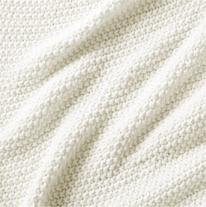 Organic Cotton 80"x80" Bright White Chunky Knit Bed Throw Blanket