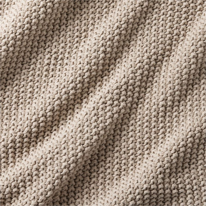 Organic Cotton 80"x80" Sand Beige Chunky Knit Bed Throw Blanket