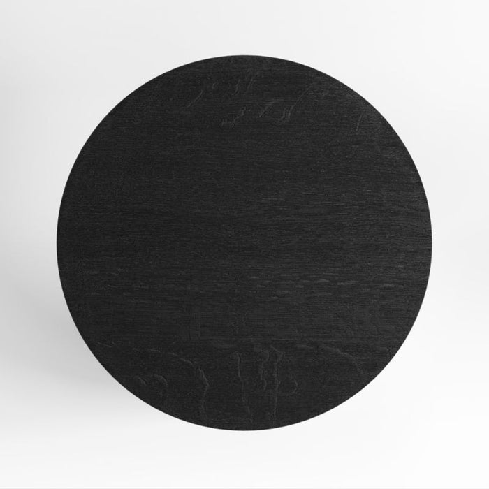 Clairemont Ebonized Wood Round End Table with Shelf