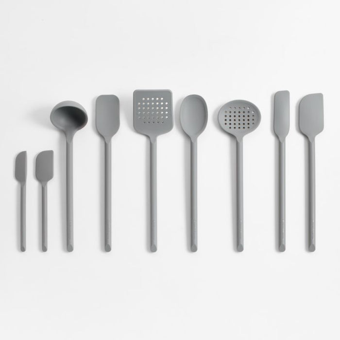 Crate & Barrel Grey Silicone Slotted Turner