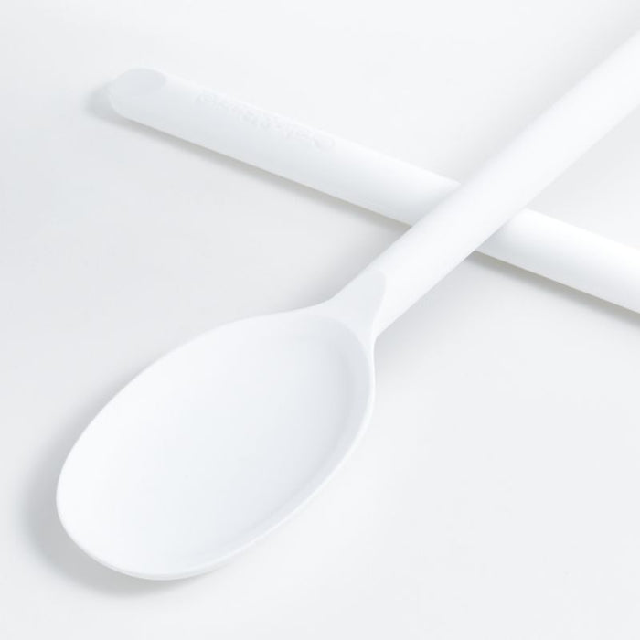 Crate & Barrel White Silicone Slotted Spoon