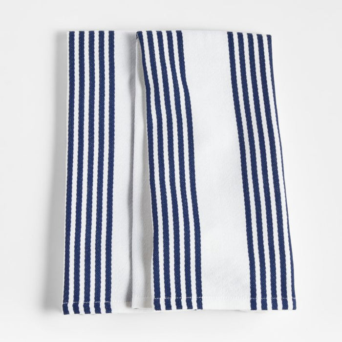 Cuisine Stripe Indigo Organic Cotton Dish Towels, Set of 2