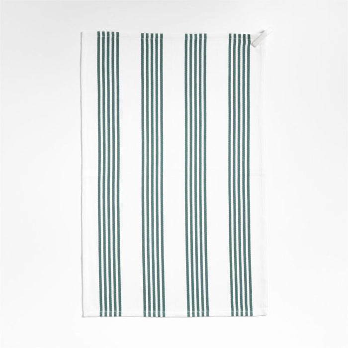 Cuisine Stripe Pendula Green Organic Cotton Dish Towels, Set of 2