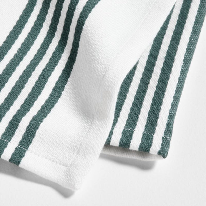 Cuisine Stripe Pendula Green Organic Cotton Dish Towels, Set of 2