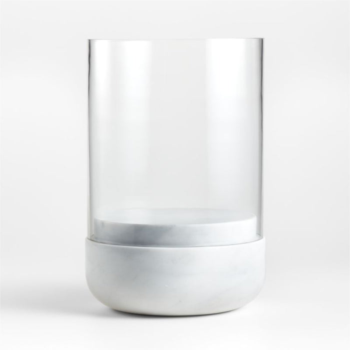Curve Marble and Glass Hurricane Candle Holder 12.5"