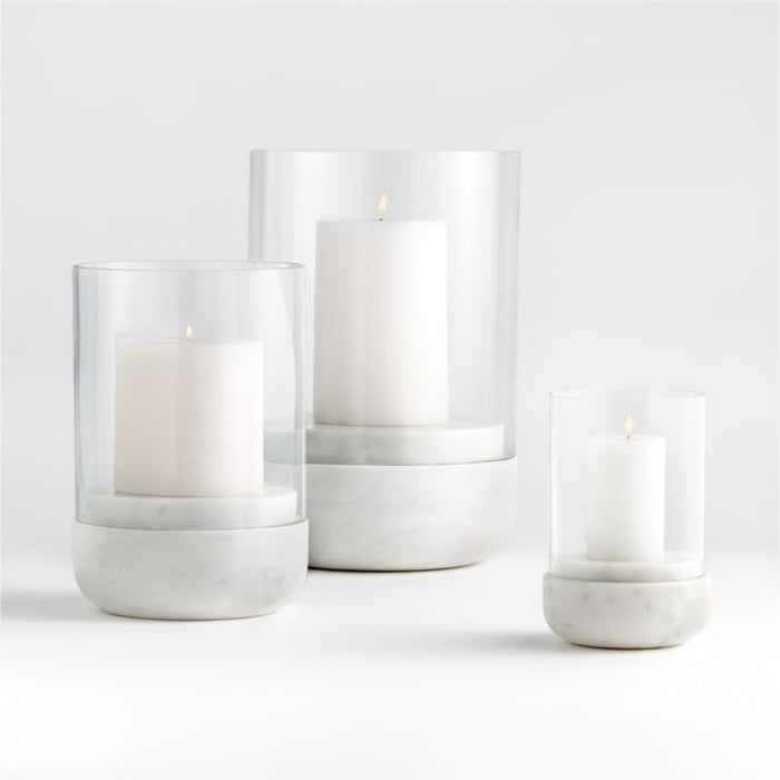 Curve Marble and Glass Hurricane Candle Holder 12.5"