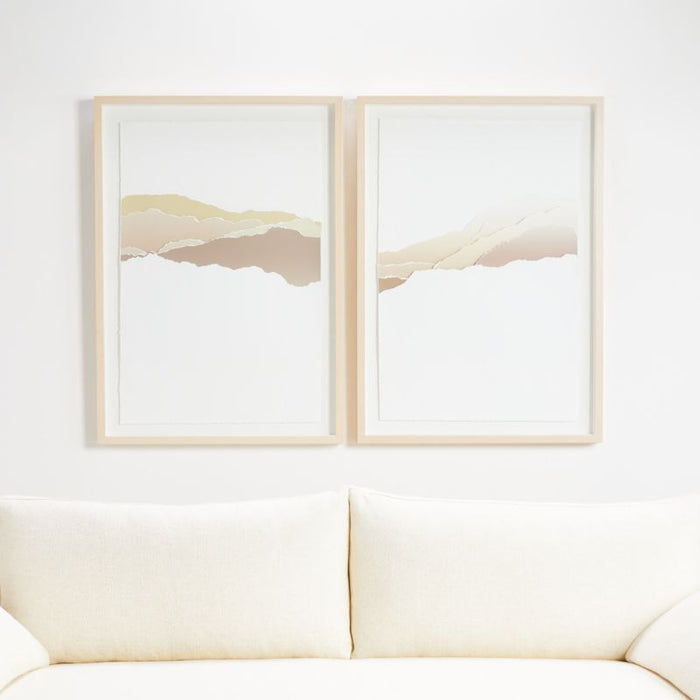 'Desert Shadowbox' Framed Watercolor Paper Wall Art Print 29.5"x41.5"