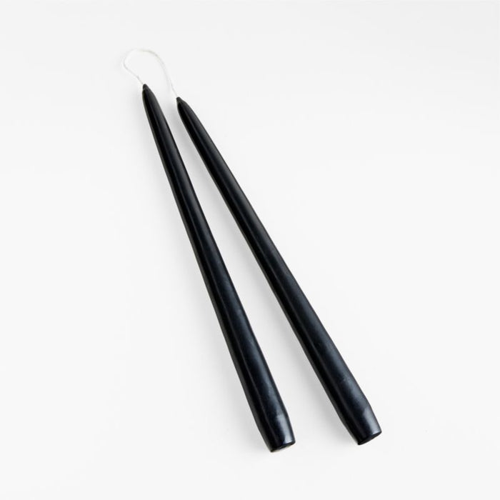 Dipped Black Taper Candles,  Set of 2