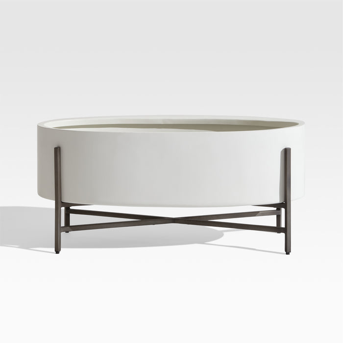 Dundee White Oval Indoor/Outdoor Planter with Stand 28"
