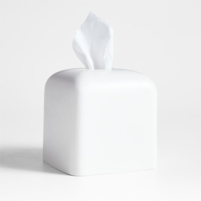 Eli White Ceramic Square Tissue Box Cover