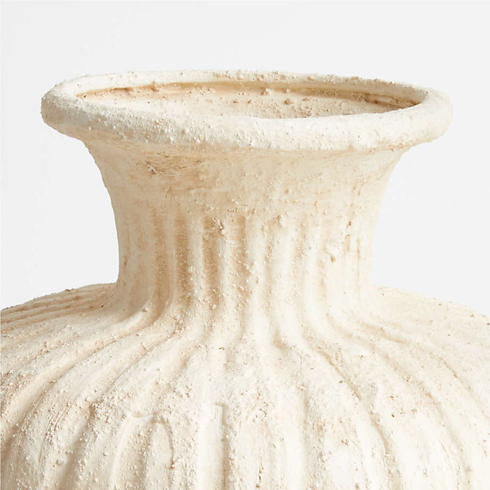 Énorme Cannelée White Textured Vase 15" by Athena Calderone