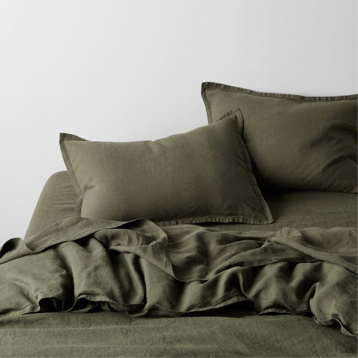 European Flax ®-Certified Linen Burnt Green Standard Pillow Sham Cover
