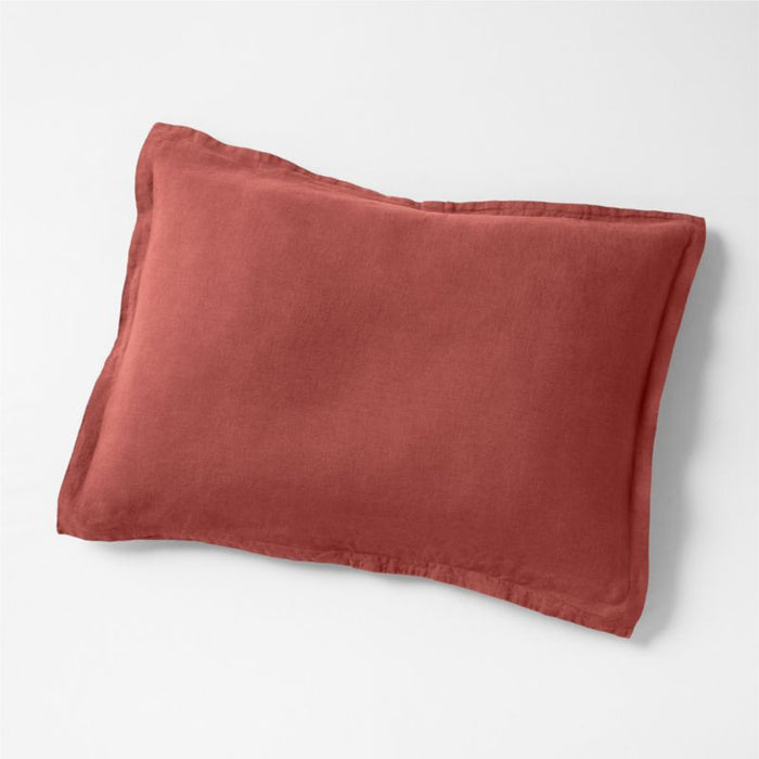 European Flax ®-Certified Linen Castilian Red King-Size Pillow Sham Cover