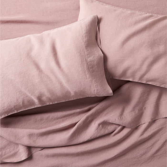 European Flax ®-Certified Linen Moody Mauve Queen Bed Sheet Set