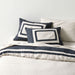 New Natural EUROPEAN FLAX -Certified Linen Arcadia Tan and Midnight Navy Border Standard Bed Pillow Sham