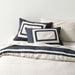 New Natural EUROPEAN FLAX -Certified Linen Arcadia Tan and Midnight Navy Border King Bed Pillow Sham