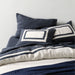 New Natural EUROPEAN FLAX -Certified Linen Arcadia Tan and Midnight Navy Border King Bed Pillow Sham