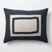 New Natural EUROPEAN FLAX -Certified Linen Arcadia Tan and Midnight Navy Border Standard Bed Pillow Sham