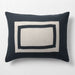 New Natural EUROPEAN FLAX -Certified Linen Arcadia Tan and Midnight Navy Border King Bed Pillow Sham