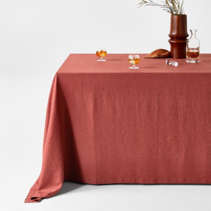 Marin Plum Red Oversized European Flax ¬Æ-Certified Linen Tablecloth
