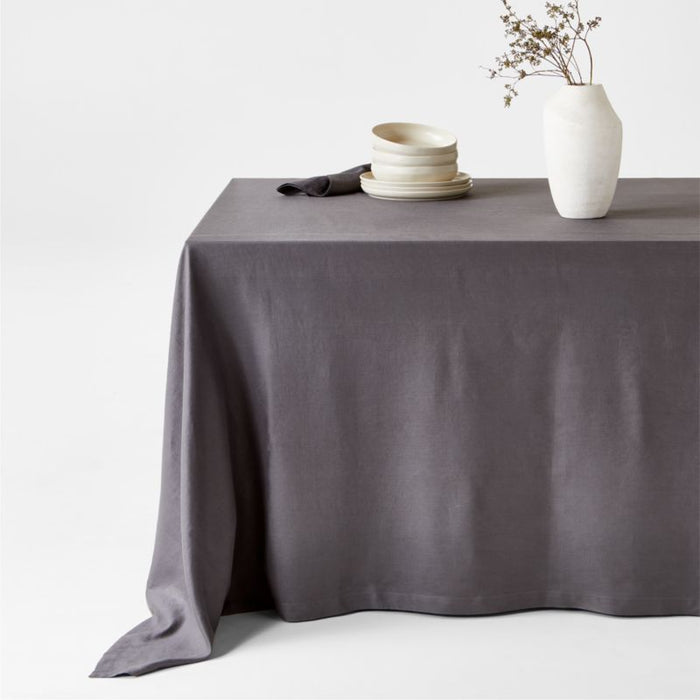 Marin Storm Grey Oversized European Flax ®-Certified Linen Tablecloth