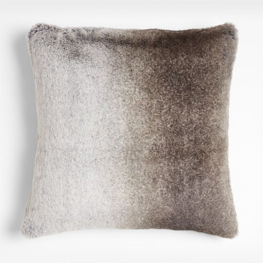 Grey 23" Faux Fur Pilllow Cover