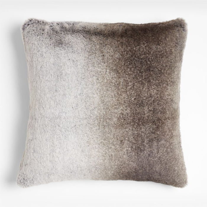 Grey 23" Faux Fur Pilllow Cover