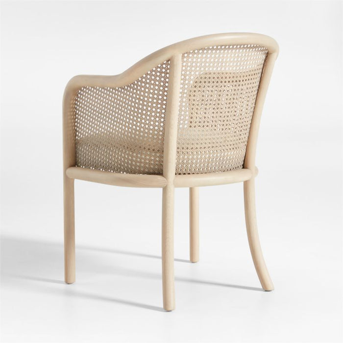 Fields Whitewash Wood and Cane Dining Arm Chair by Leanne Ford