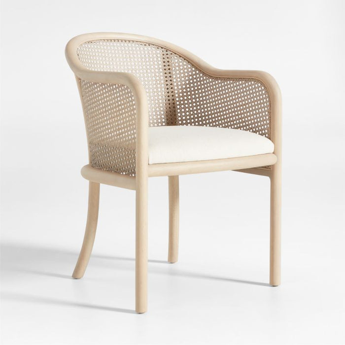 Fields Whitewash Wood and Cane Dining Arm Chair by Leanne Ford