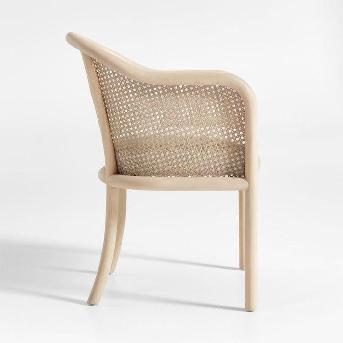 Fields Whitewash Wood and Cane Dining Arm Chair by Leanne Ford