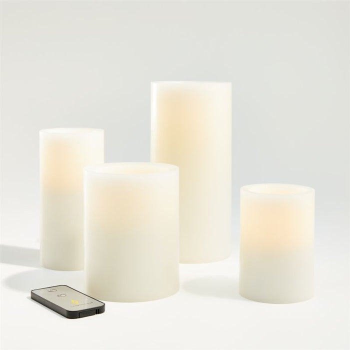 Warm White Flameless 4"x8" Wax Pillar Candle