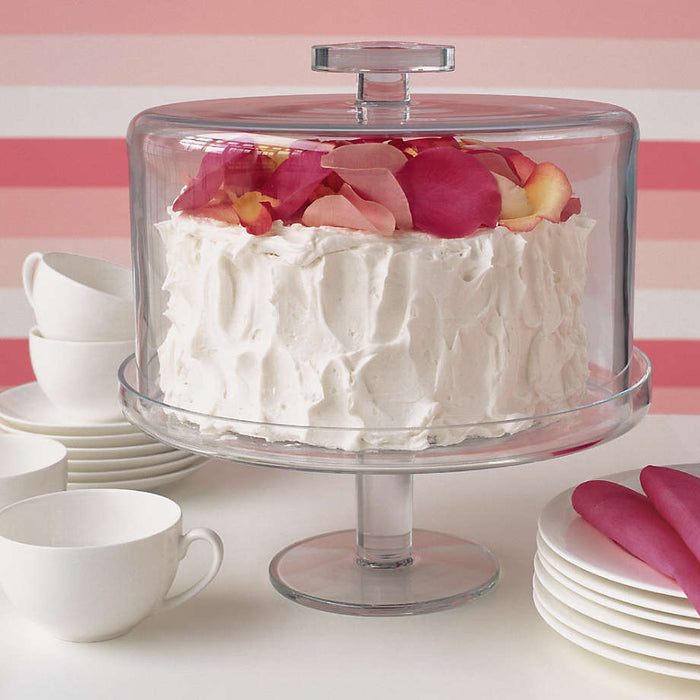 Footed Glass Pedestal Cake Stand with Dome