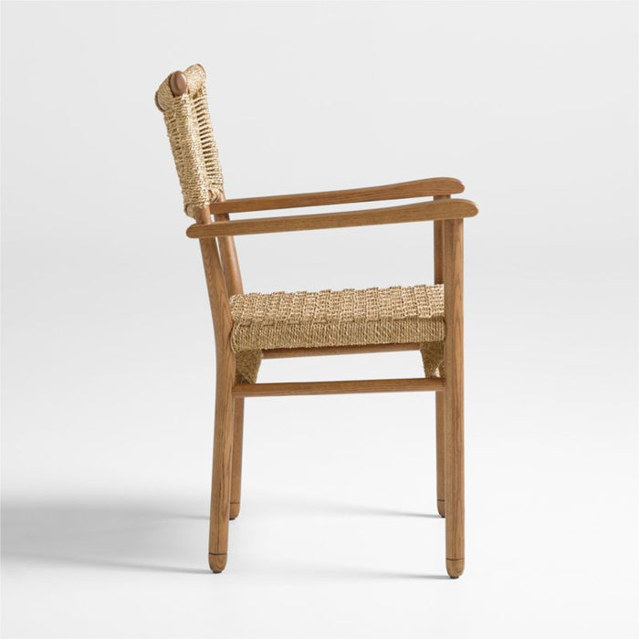 Forge Barley Brown Oak Wood Dining Arm Chair by Jake Arnold
