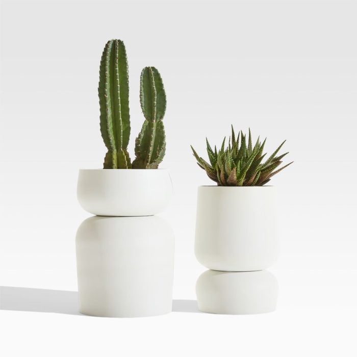 Glencoe Small Reversible White Metal Planter