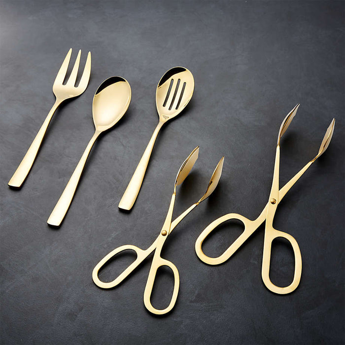 Gold Scissor-Handled Serving Tongs