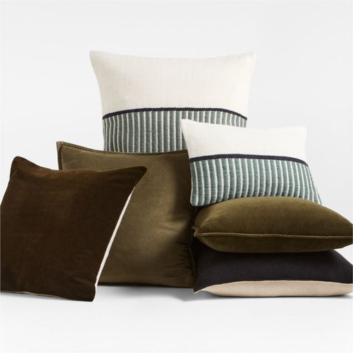 Moss 20"x20" Washed Organic Cotton Velvet Throw Pillow Cover