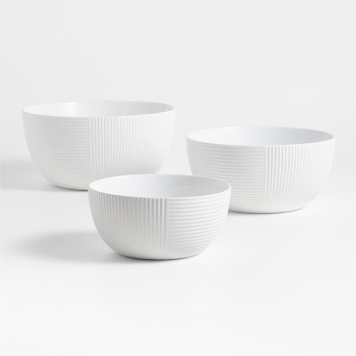 Hanno White Ceramic Mixing Bowls, Set of 3