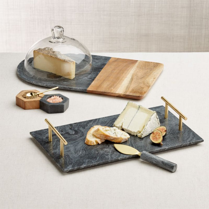 Hayes Marble and Wood Serving Board with Glass Dome