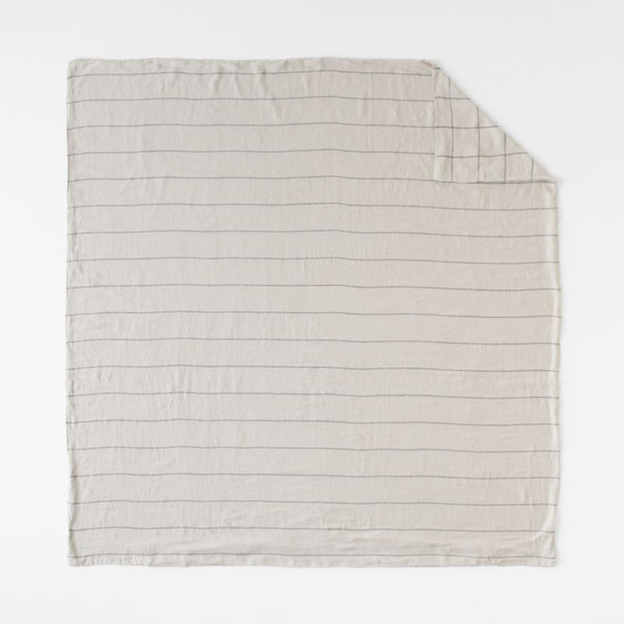Natural Hemp Arcadia Tan and Midnight Navy Reversible Grid King Duvet Cover