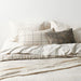 Natural Hemp Arcadia Tan and Midnight Navy Reversible Grid Full/Queen Duvet Cover