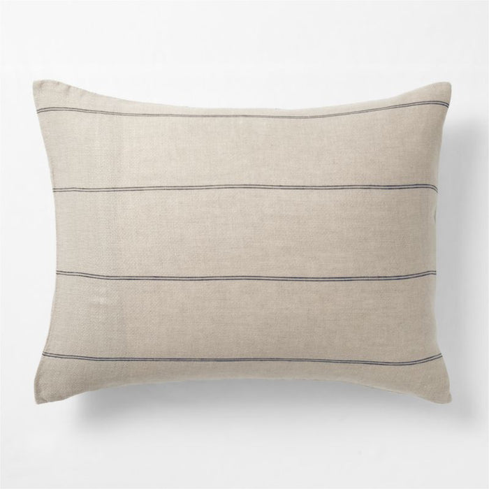 Natural Hemp Arcadia Tan and Midnight Navy Reversible Grid King Bed Pillow Sham