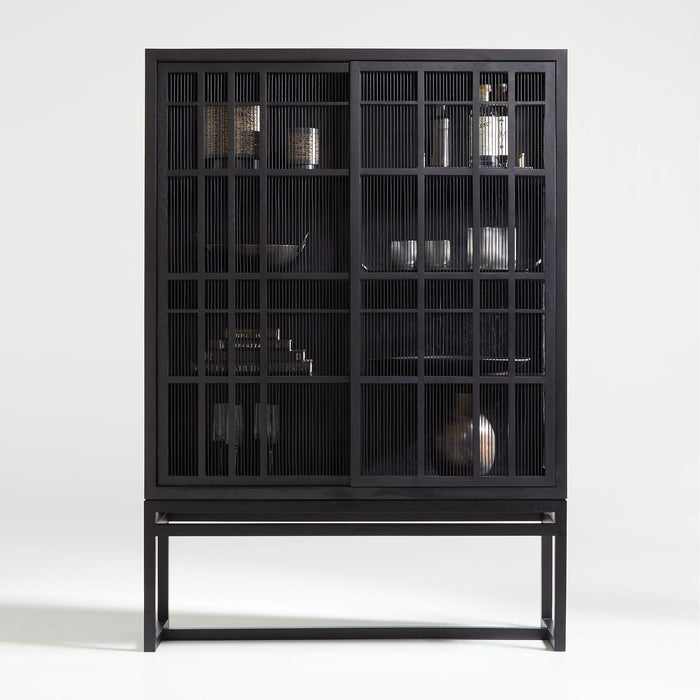 Highland Black Cabinet with Sliding Doors - Crate and Barrel Philippines