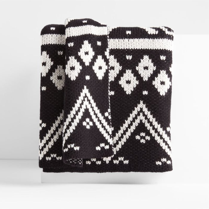 Holiday Knit 70"x55" Black Throw Blanket