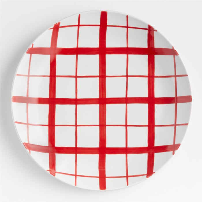Holiday Plaid and Stripe Serving Platter 12.5"