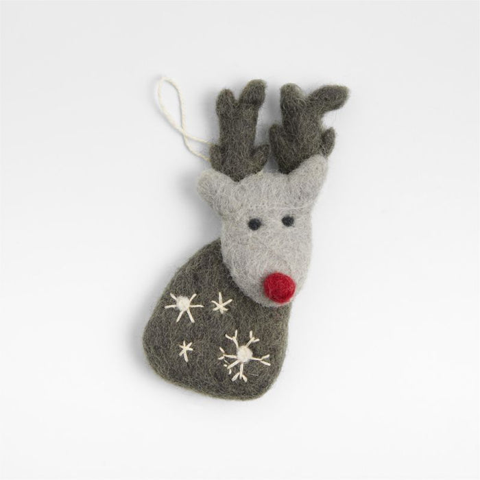 Boiled Wool Holiday Reindeer Christmas Tree Ornament